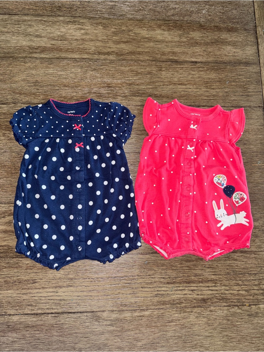 Baby Polka Dot Romper Duo - Navy & Coral- Carter’s 3 Month